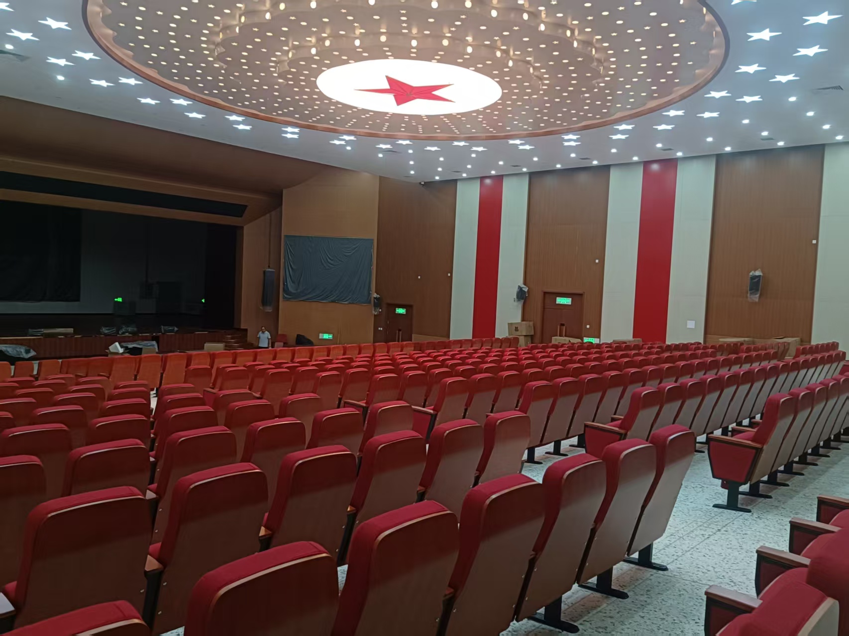 Completed auditorium seating in a performance hall